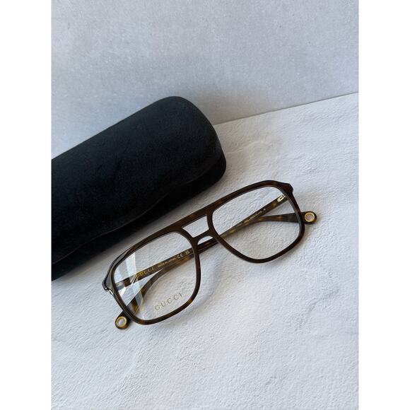 NEW Gucci GG1078O Pilot Aviator Eyeglasses Frames in Brown main image 4